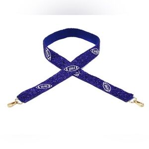 Royal Blue Beaded Football Crossbody Strap